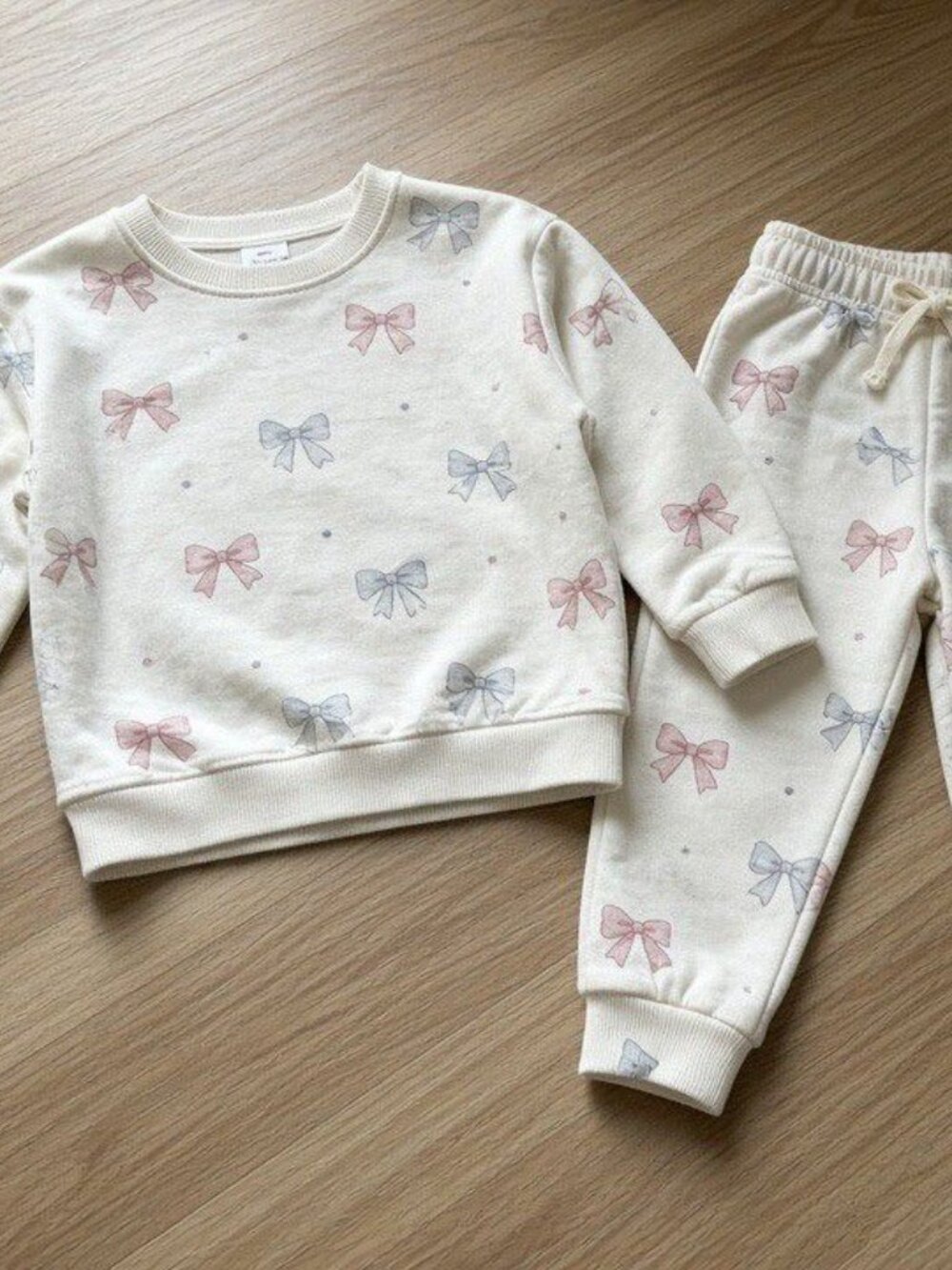 girls bow print sweatshirt and pants set